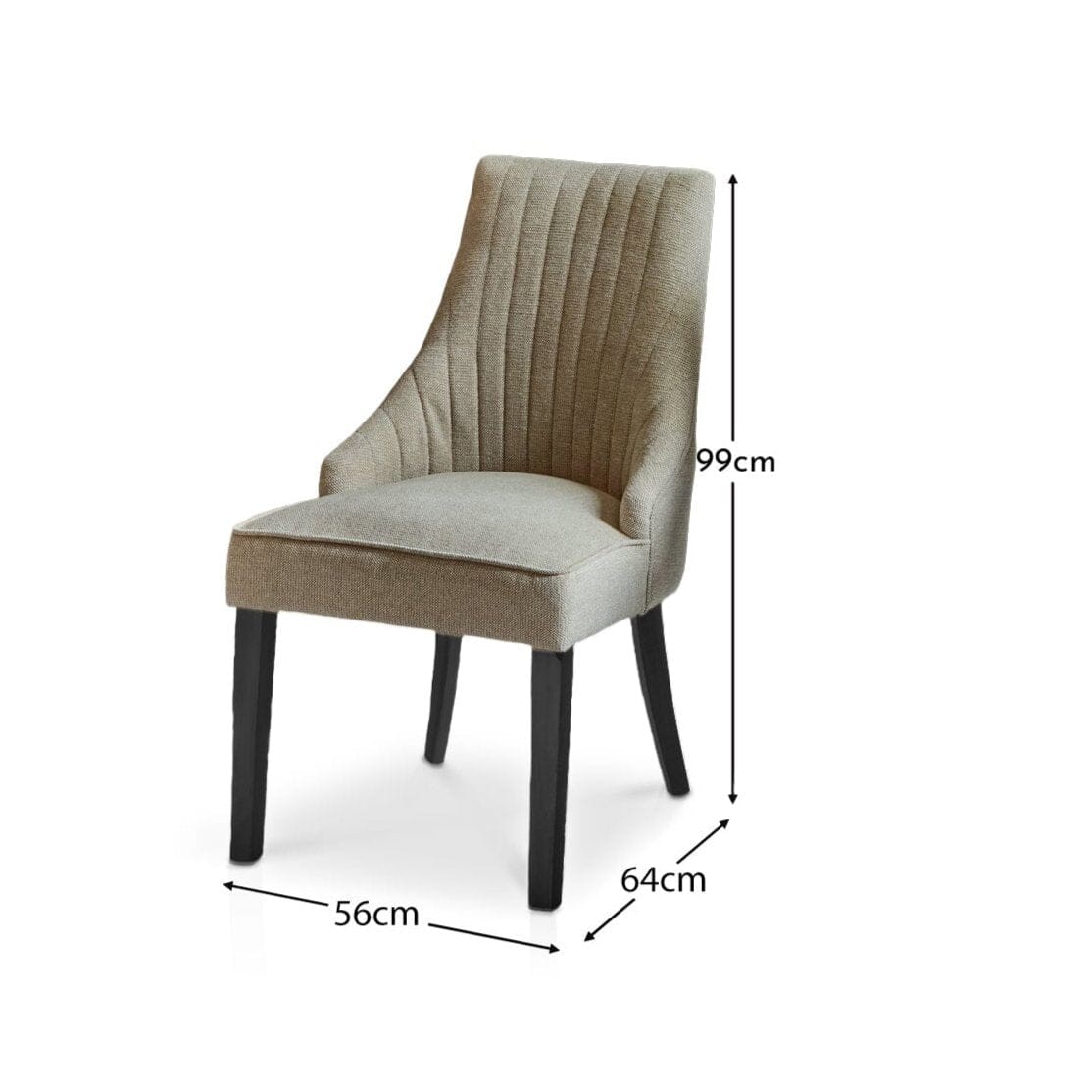 Nadine Marl Taupe Dining Chairs - Set of 2 - Black Legs
