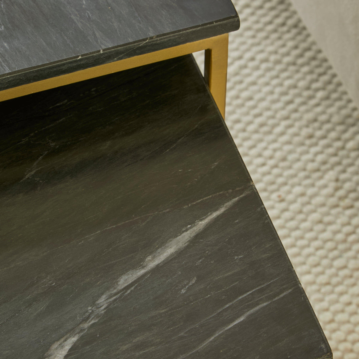 OUTLET - Nara Real Marble Nest of Tables - Gold Frame