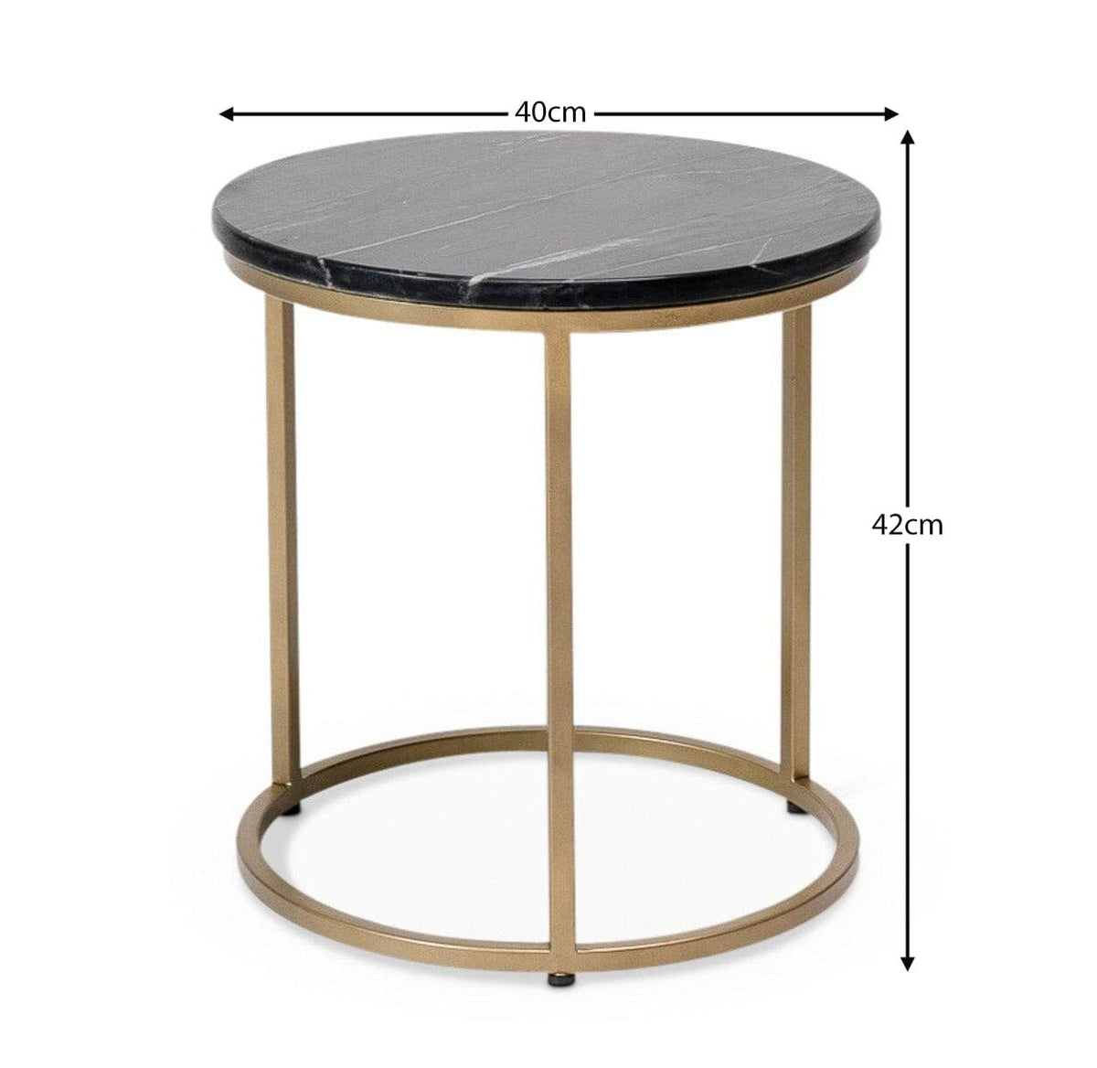 Nara Round Real Marble Side Table with Gold Legs