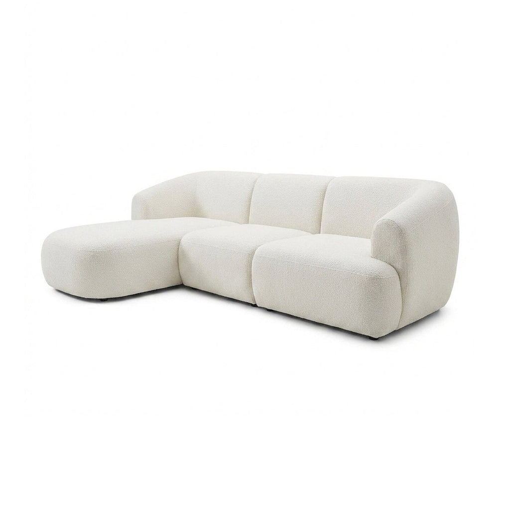 Nathalia Left Chaise Sofa - Chalk White Boucle