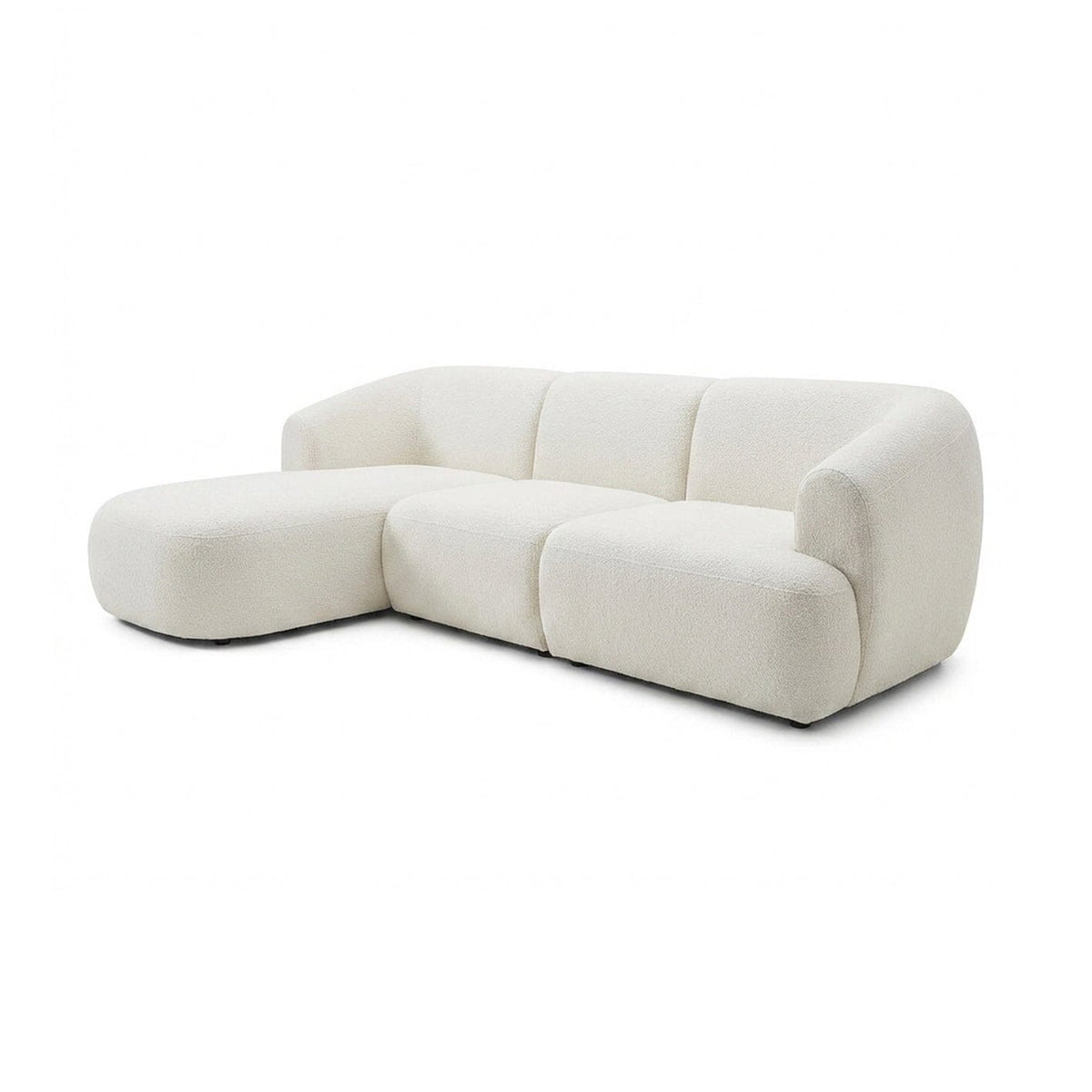 Nathalia Left Chaise Sofa - Chalk White Boucle