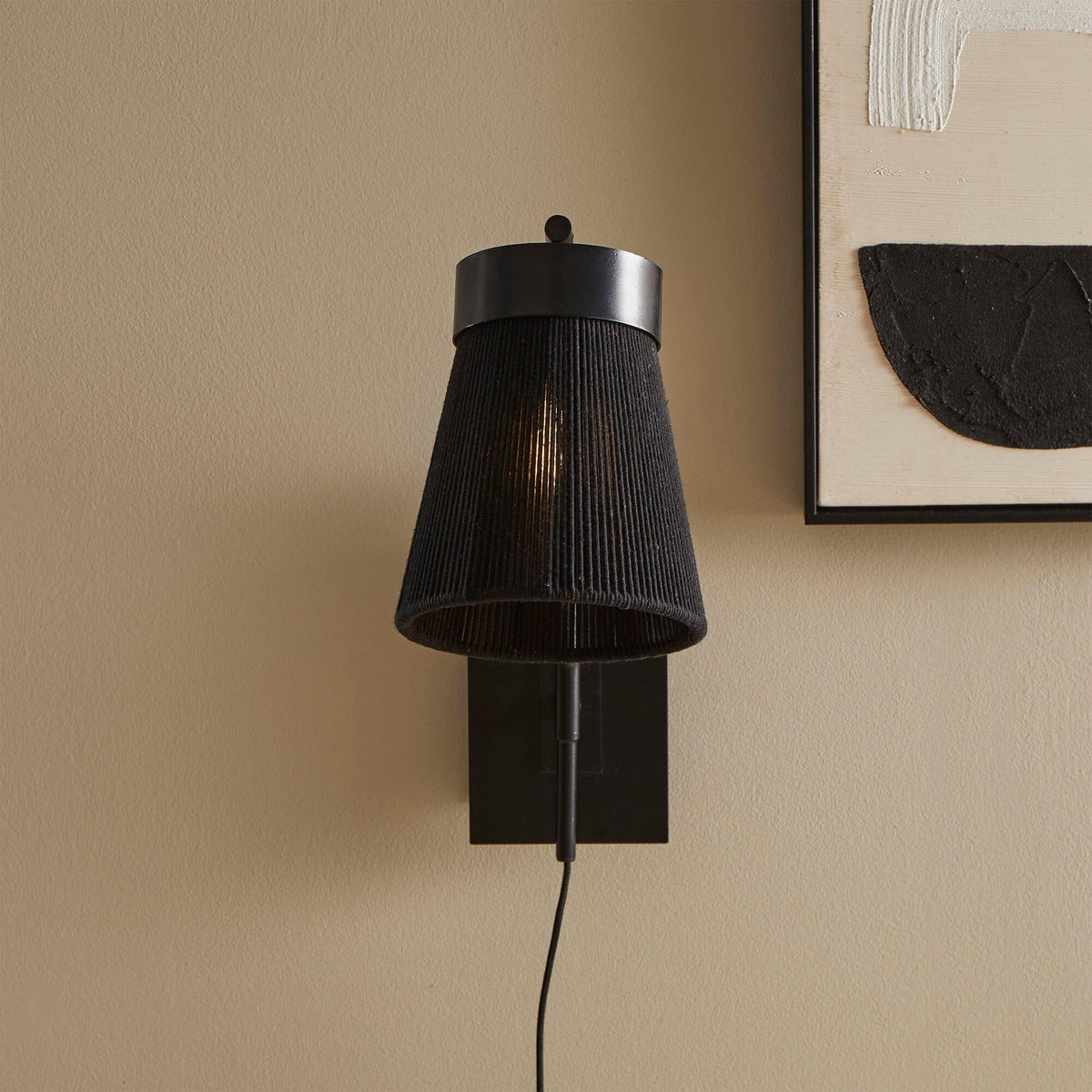 Neri Black Cotton String Wall Light