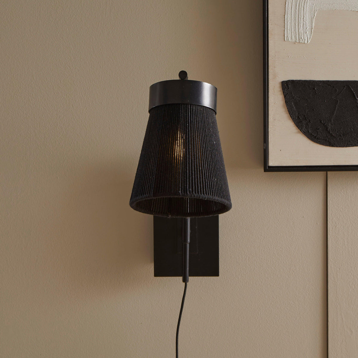 Outlet - Neri Black Cotton String Wall Light