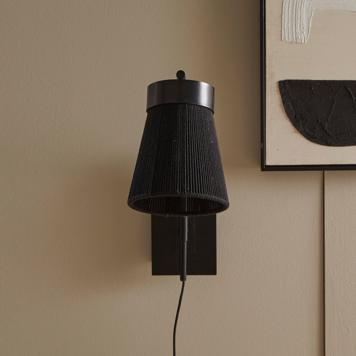 Outlet - Neri Black Cotton String Wall Light