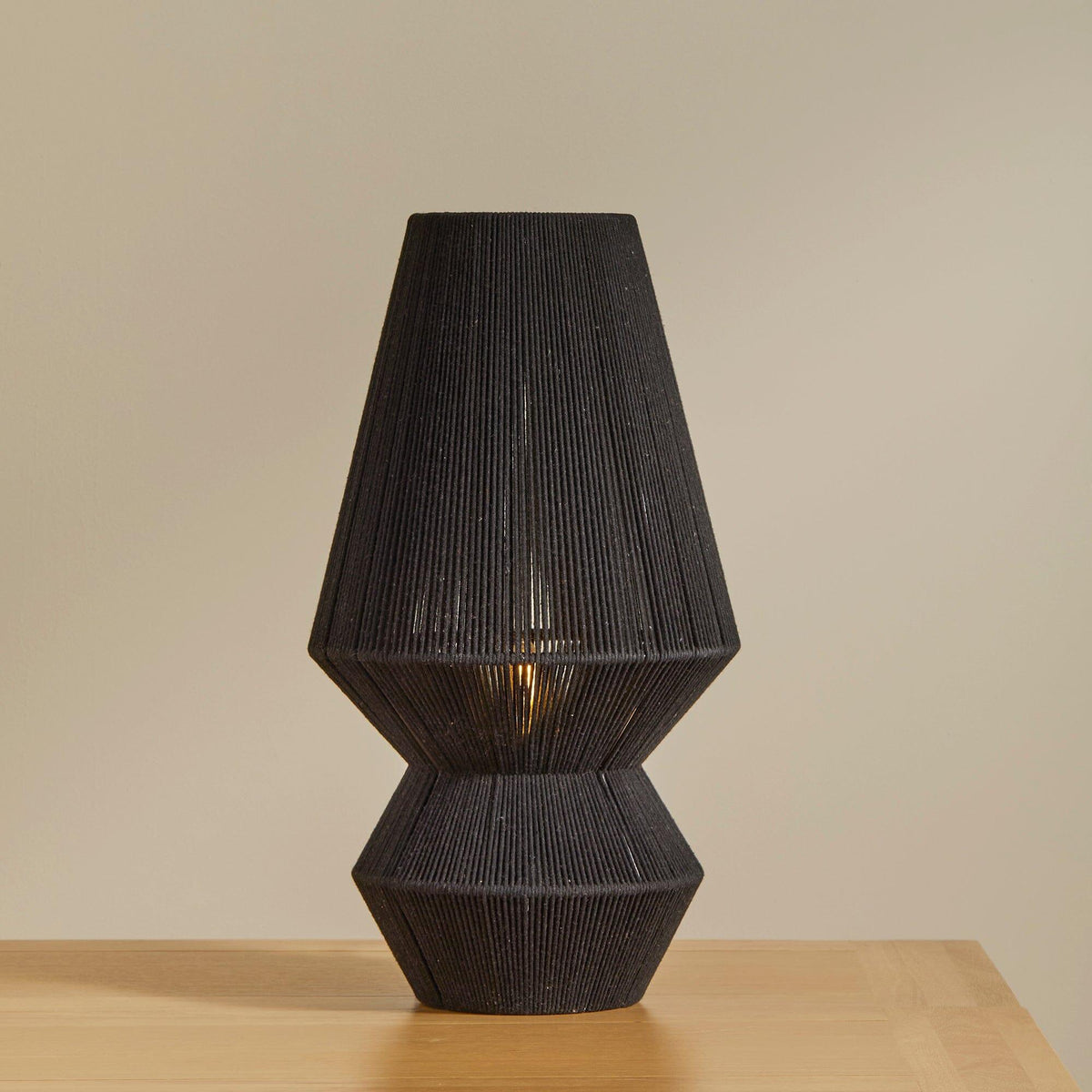 Outlet - Neri Large Black Cotton String Table Lamp