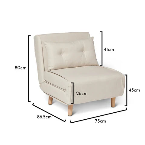 OUTLET - Una Single Sofa Bed - Oatmeal Linen