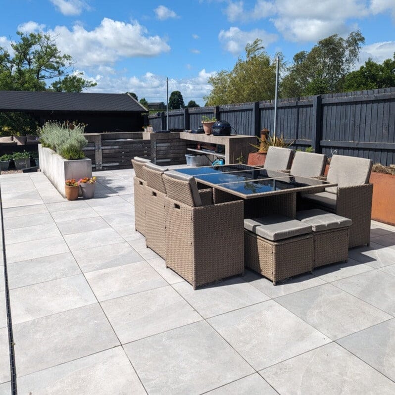 OUTLET - Cube 10 Seater Rattan Outdoor Dining Set -  Natural Brown Weave