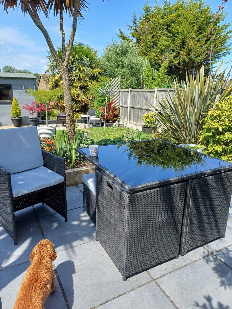 Cube 8 Seater Rattan Outdoor Dining Set - Black Weave