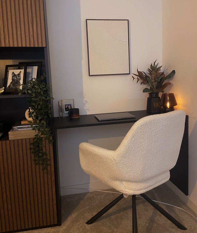 OUTLET - Parker Boucle Office Swivel Chair -  Black Metal Legs
