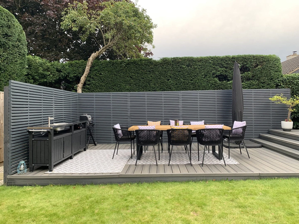Hali 8 Seater Wooden Outdoor Dining Set with Hali Black Chairs - 235cm
