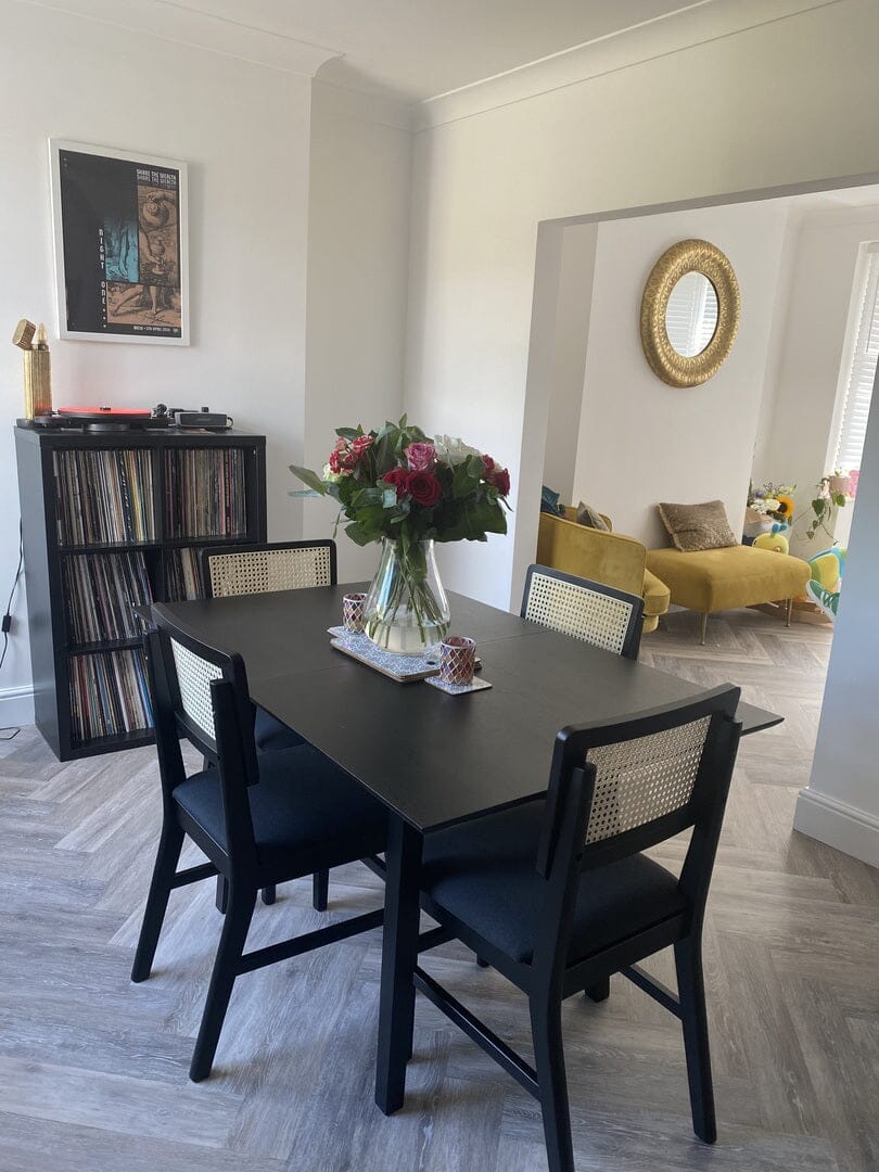 Charlie Black Oak Dining Table Set  - Extendable - 4 Seater - Charlie Dining Chairs