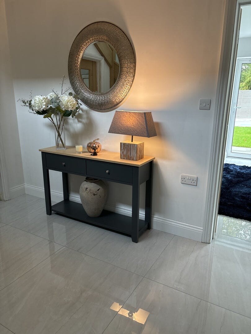 Outlet - Chatsworth Slate Grey 2 Drawer Console Table - 120cm