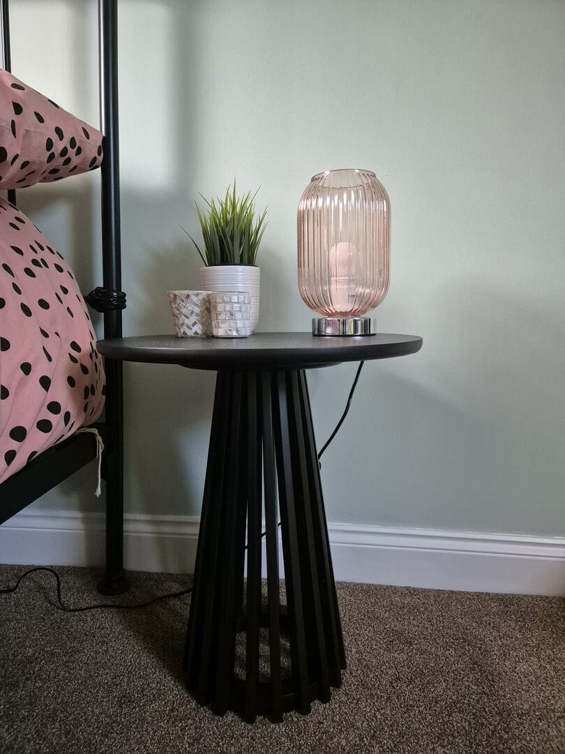 Outlet - Elland 22.5cm Glass Table Lamp - Blush Pink & Chrome