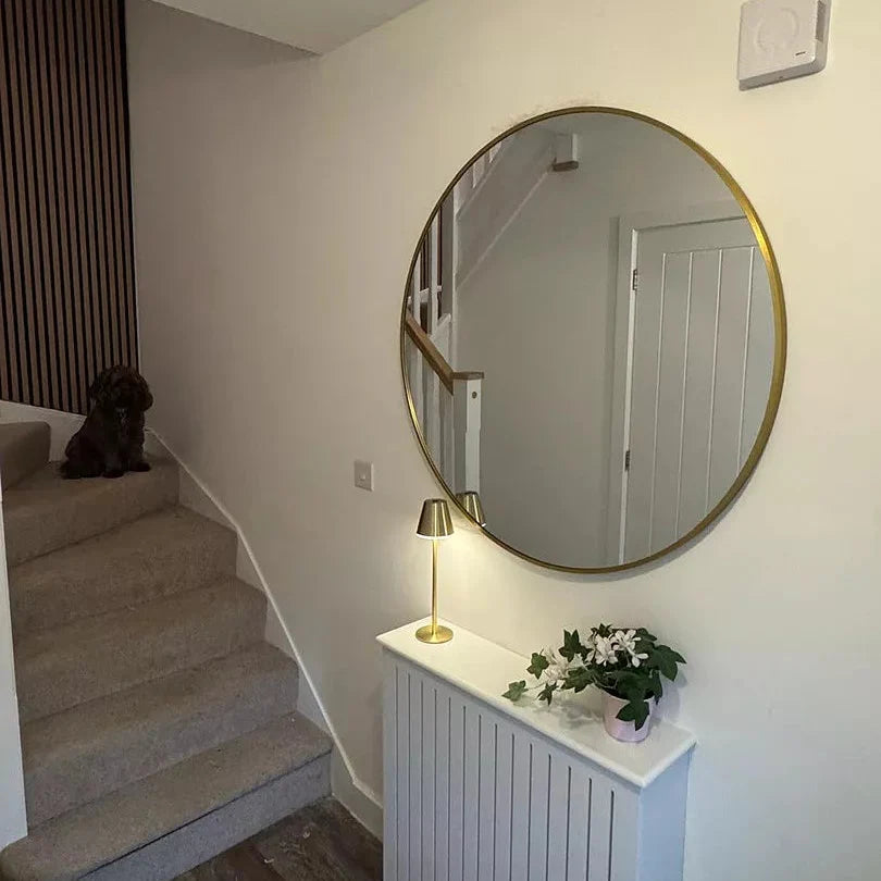 Marbury 100cm Metal Round Mirror - Gold