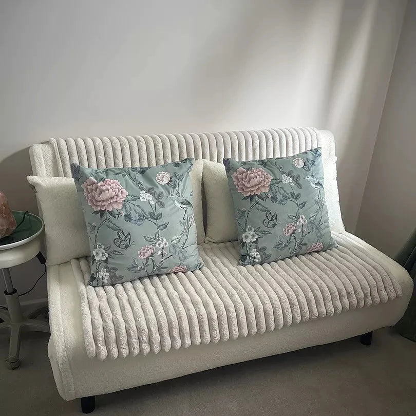 Una 2 Seater Double Sofa Bed - White Teddy