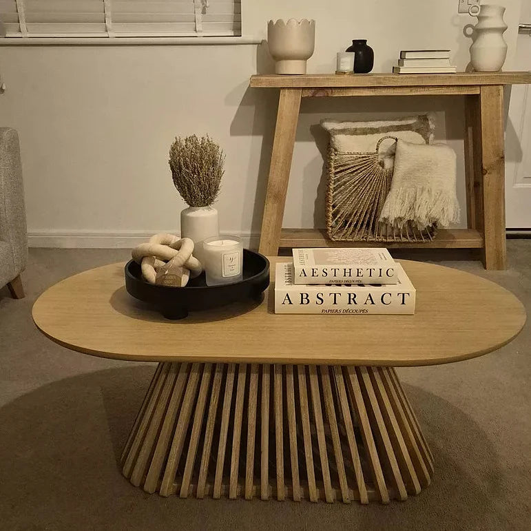 Willow Whitewash Oval Coffee Table