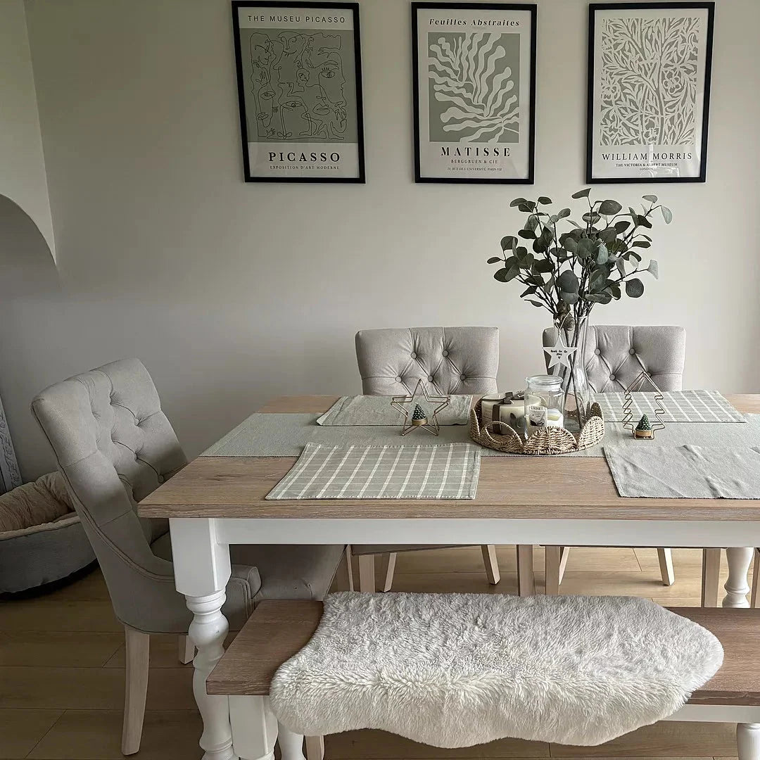 Louis Soft Beige Dining Chairs - Set of 2 - Whitewash Legs