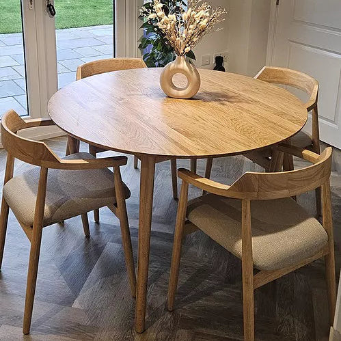 OUTLET - Carter Fawn Linen Dining Armchairs - Set of 2 - Whitewash Oak Legs
