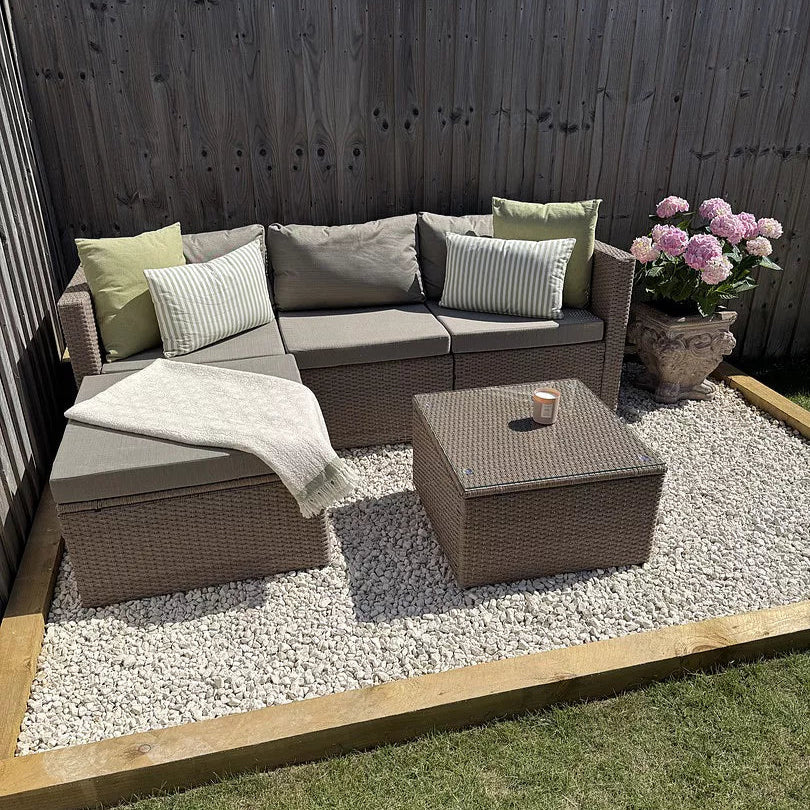 Weston 4 Seater Rattan Garden Corner Sofa Set - Natural Weave