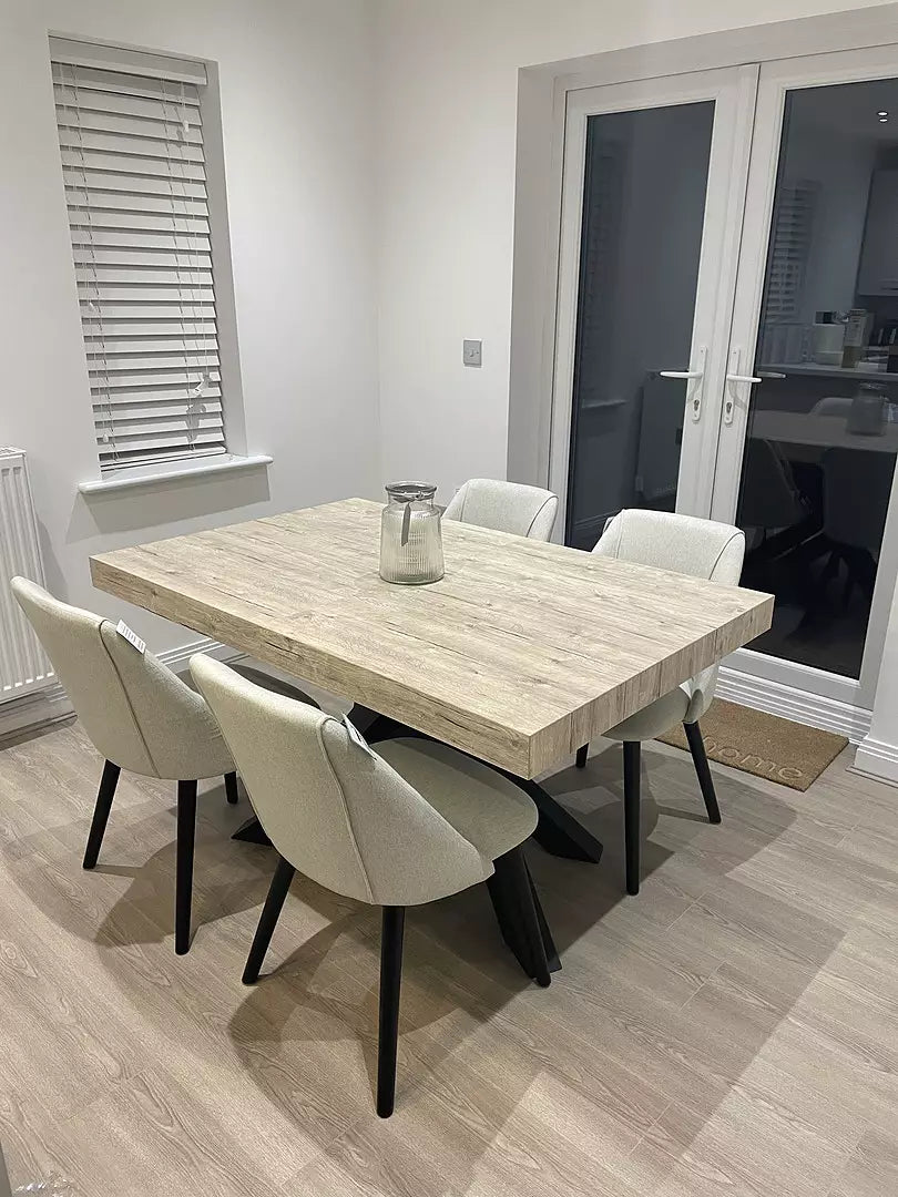 Freya Sand Dining Chairs - Set of 2 - Black Oak Legs
