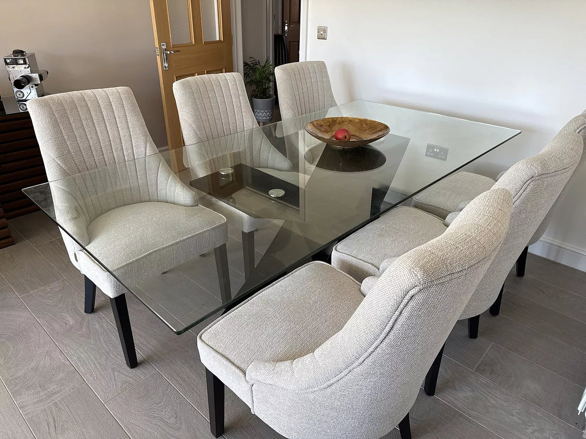 Nadine Marl Taupe Dining Chairs - Set of 2 - Black Legs