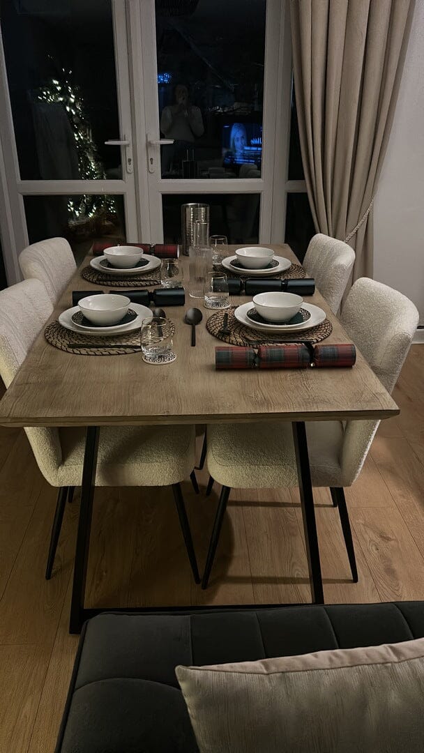 Atlas Chalked Mangowood Dining Table - Black Legs