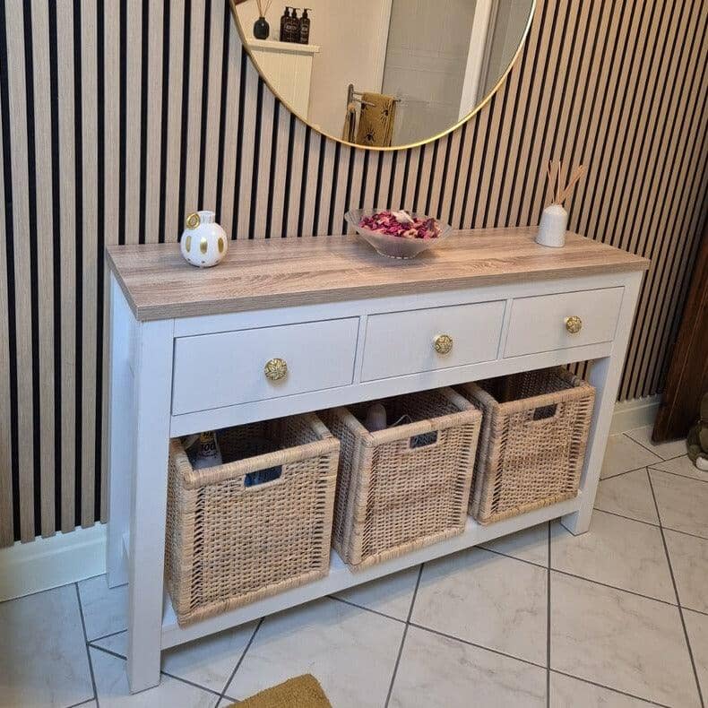 Outlet - Bampton White 3 Drawer Console Table