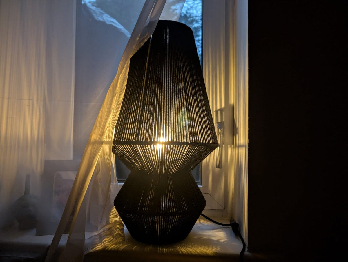 Neri Large Black Cotton String Table Lamp