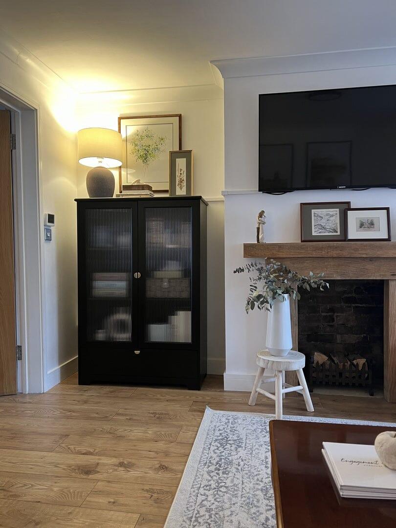 OUTLET - Lua Tall Cabinet in Noir Black with Fluted Glass