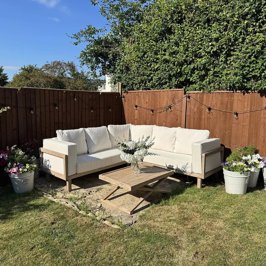 Akira 6 Seater Wooden Garden Corner Sofa with Akira Coffee Table