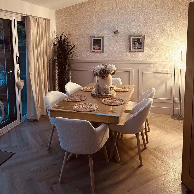 Amelia Pale Oak Wood Dining Table - Extendable