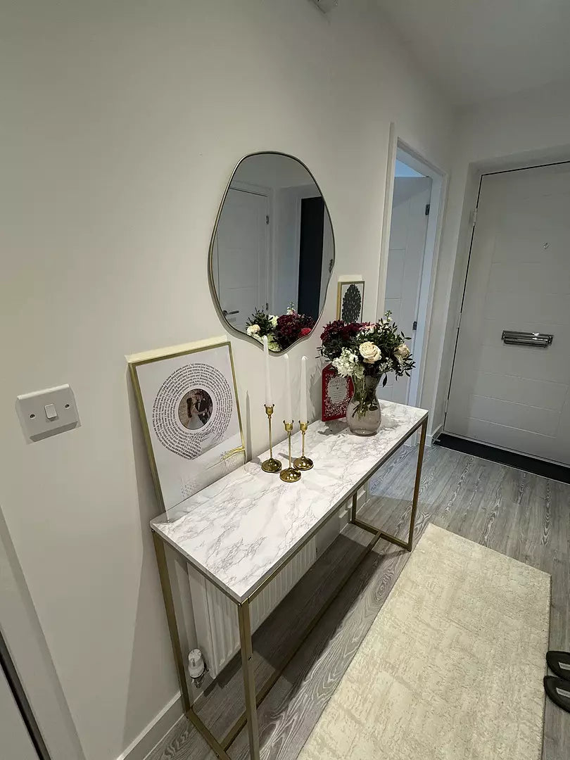 Jay Marble Effect Console Table - Gold Legs