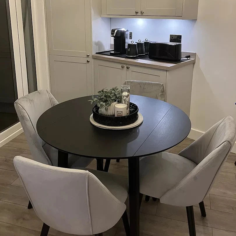 Freya Grey Velvet Dining Chairs - Set of 2 - Black Oak Legs