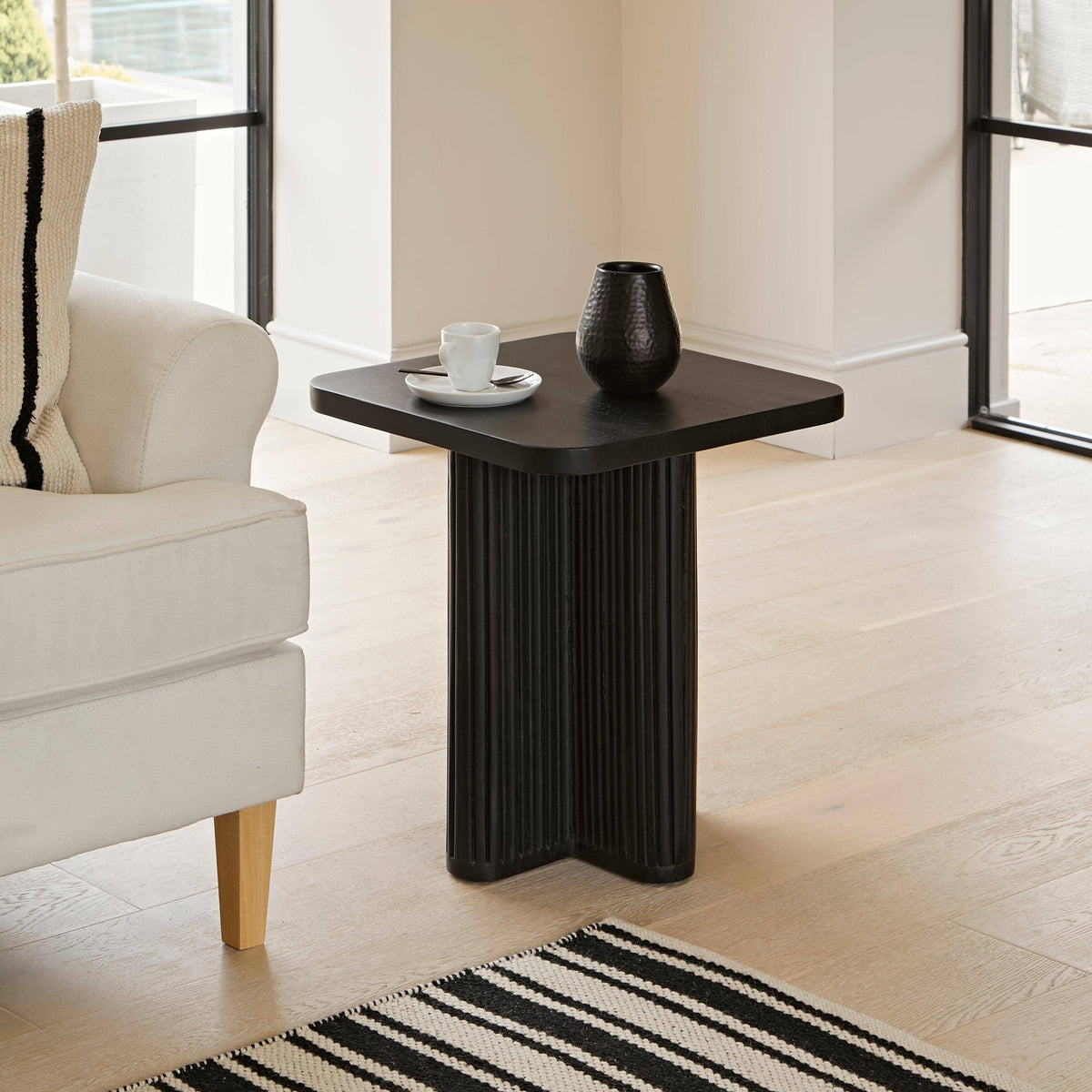 Orla Black Mango Wood Square Side Table