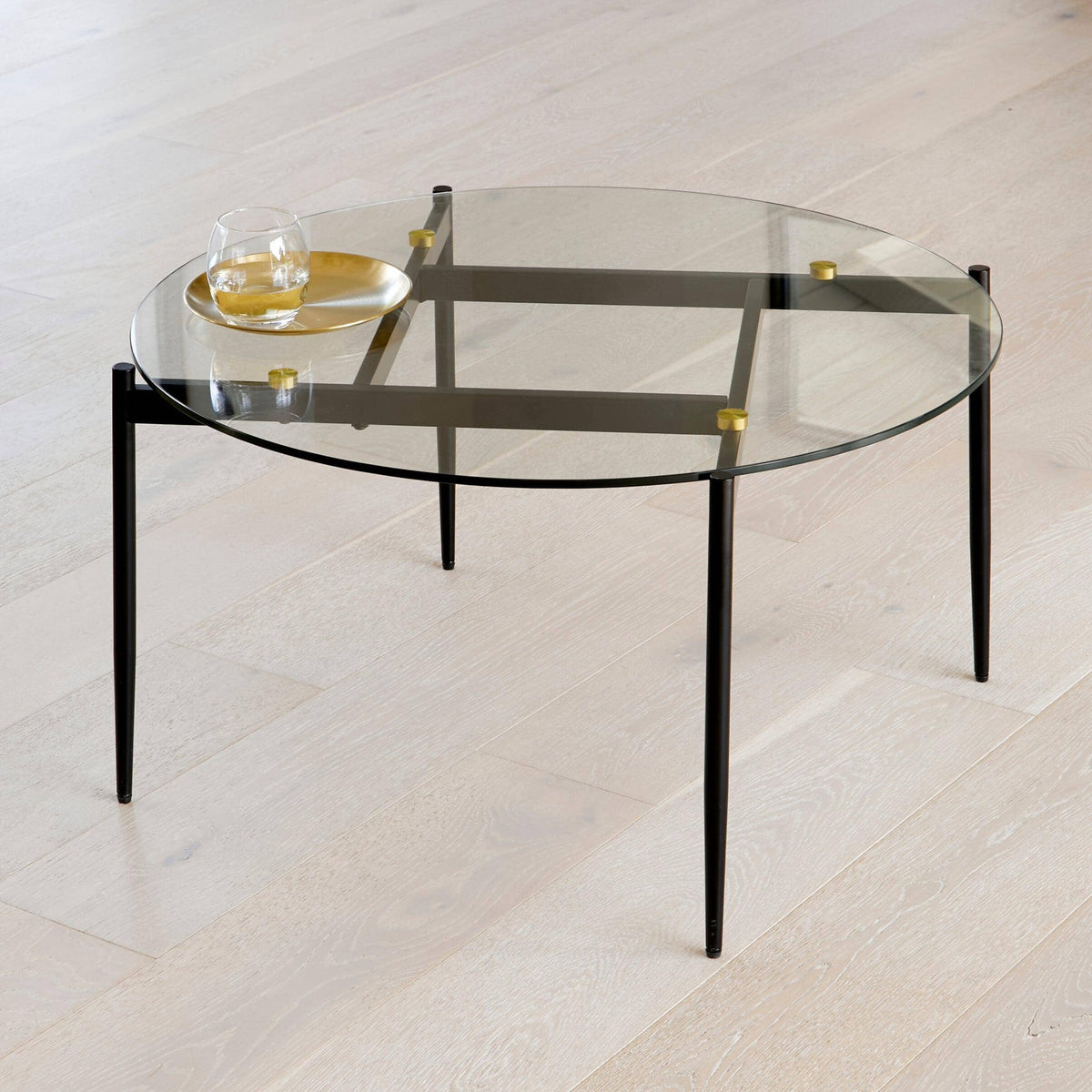 OUTLET - Oscar Glass Coffee Table - Black Legs