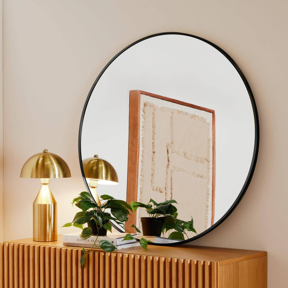 Outlet - Marbury 100cm Metal Round Mirror - Black