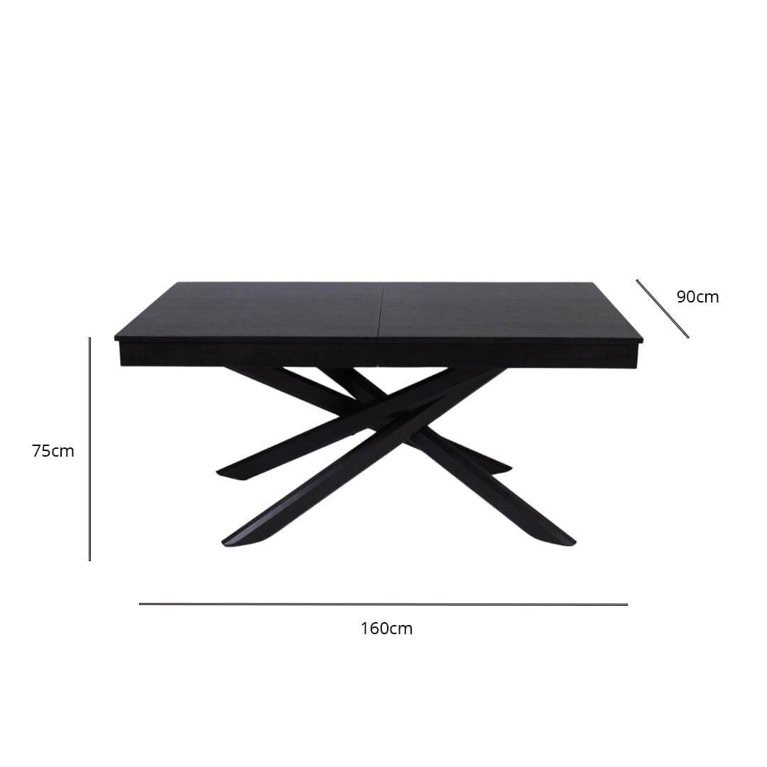 OUTLET - Amelia Black Wood Dining Table - Extendable