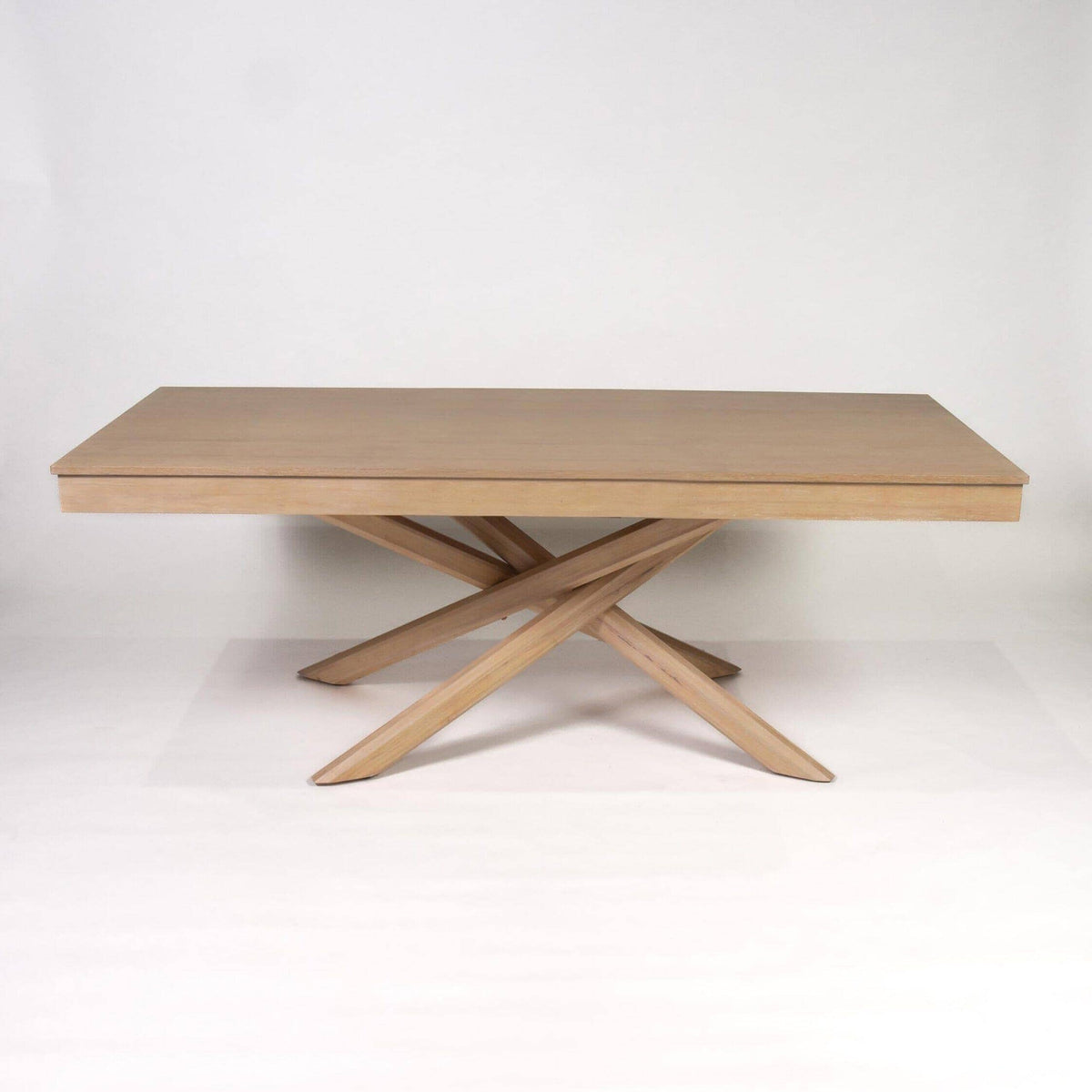 Amelia Whitewash Dining Table Set - 6 Seater - Freya Sand Carver Chairs - Whitewash Oak Legs