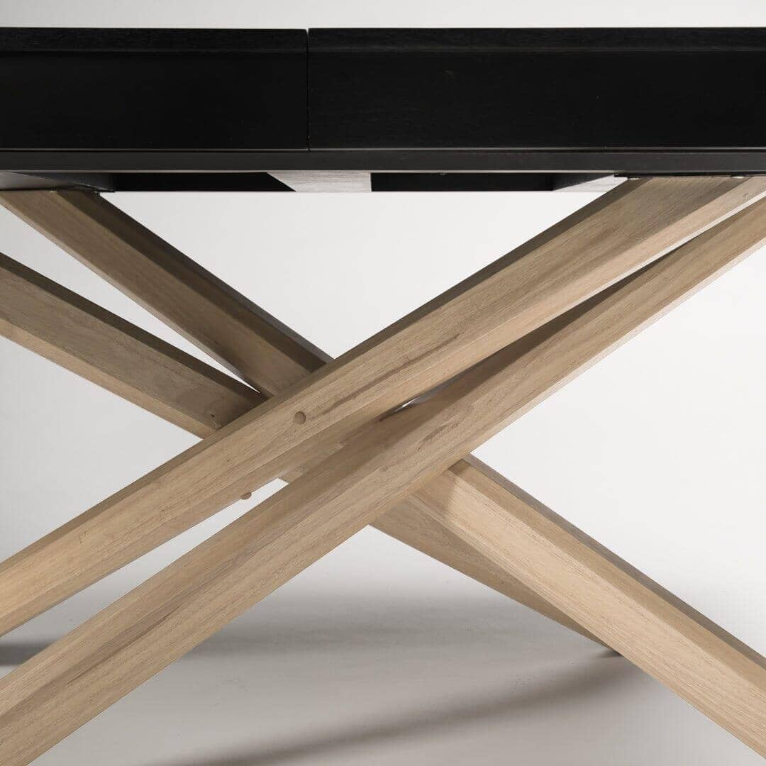 OUTLET - Amelia Black Wood Dining Table - Extendable - Whitewash Legs