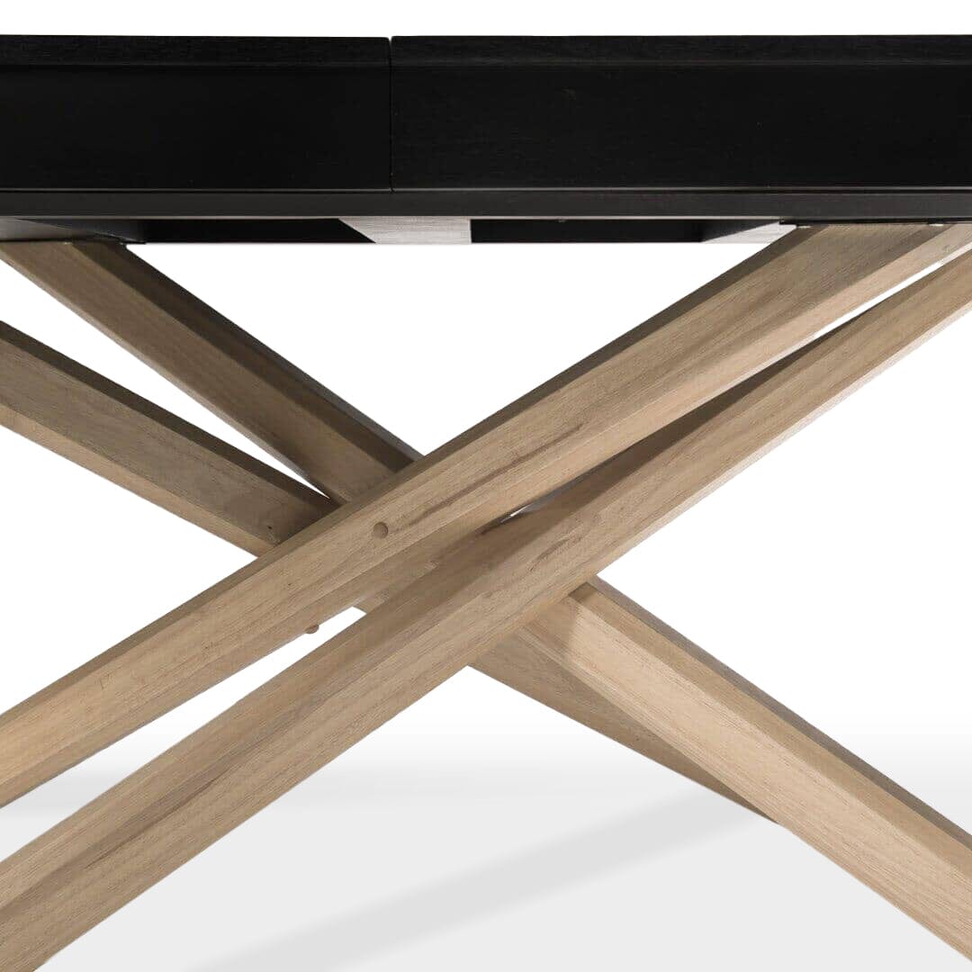 Amelia Black Wood Dining Table - Non Extendable - Whitewash Legs