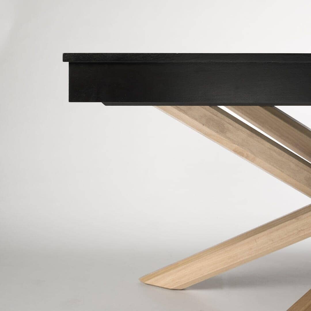 OUTLET - Amelia Black Wood Dining Table - Extendable - Whitewash Legs