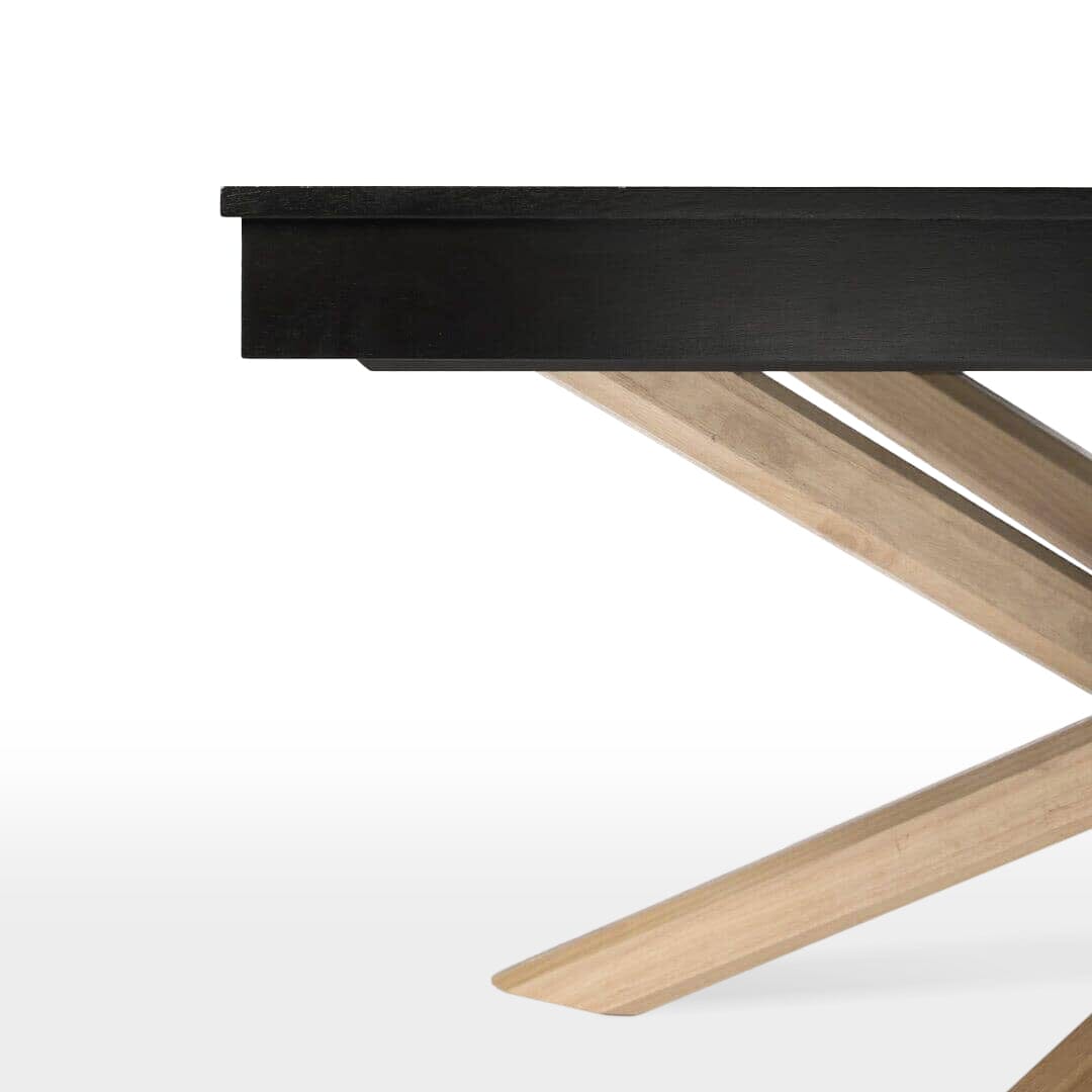 Amelia Black Wood Dining Table - Non Extendable - Whitewash Legs