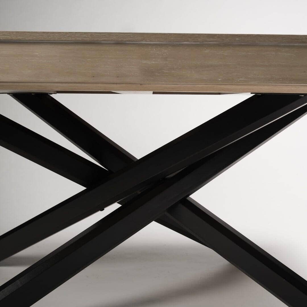 Amelia Whitewash Dining Table Set - 6 Seater - Freya Boucle Carver Chairs - Black Legs