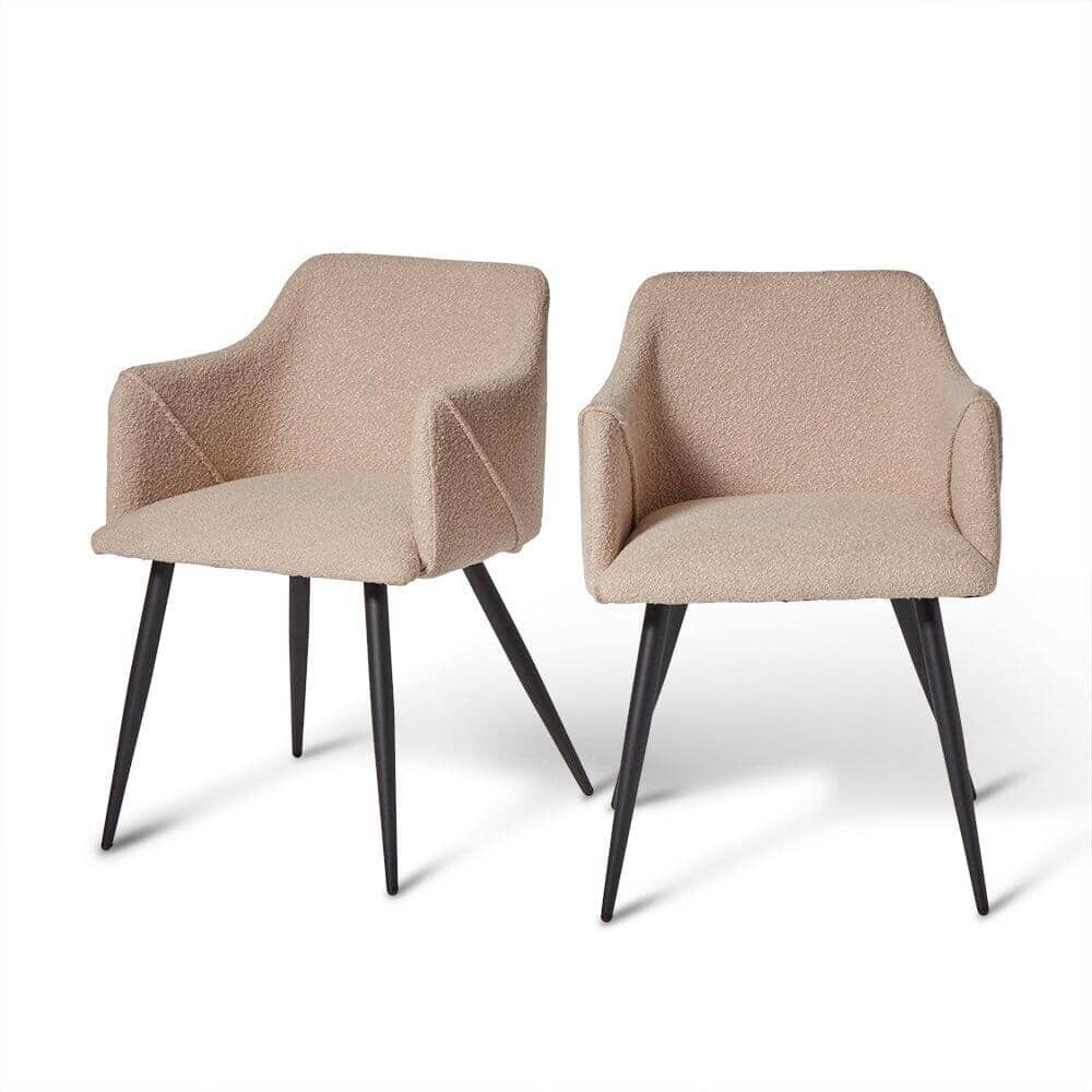 Outlet - Amy Armchairs - Set of 2 - Boucle with Black Legs