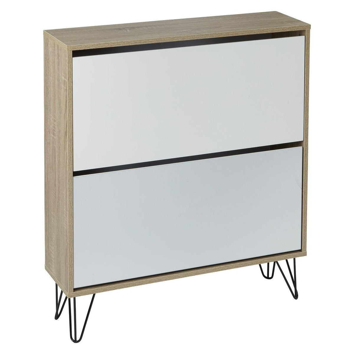OUTLET - Anderson Shoe Cabinet - 2 Door - Oak Effect & White