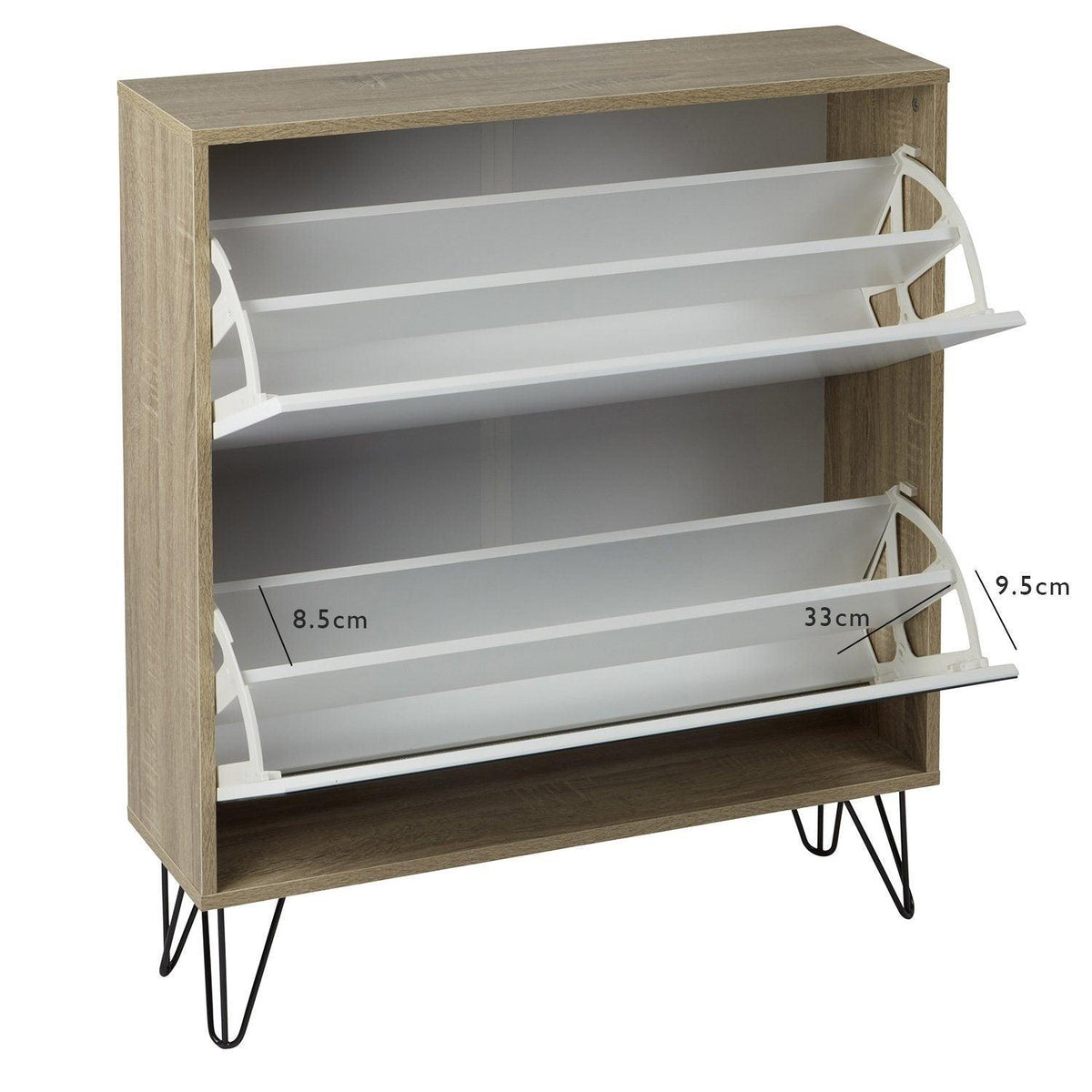 OUTLET - Anderson Shoe Cabinet - 2 Door - Oak Effect & White