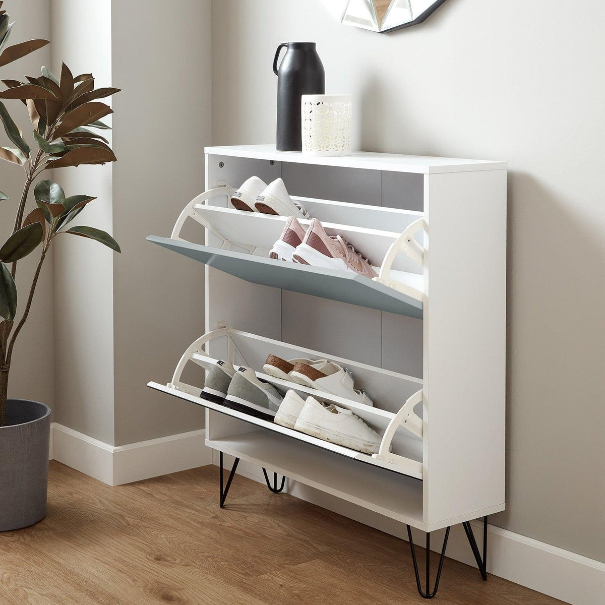 OUTLET - Anderson Shoe Cabinet - 2 Door - White & Grey