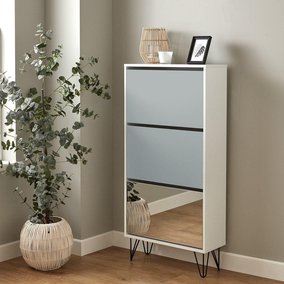 OUTLET - Anderson Shoe Cabinet - 3 Door - White & Grey