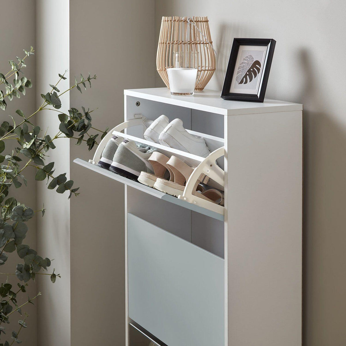 OUTLET - Anderson Shoe Cabinet - 3 Door - White & Grey