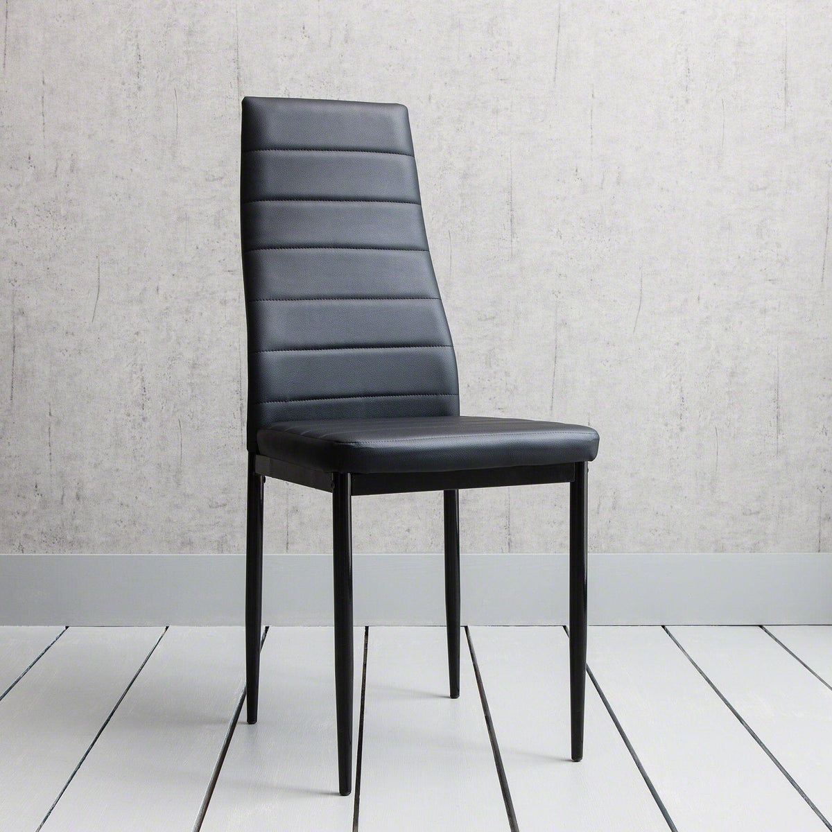 OUTLET - Anya Glass Dining Table Set - 4 Seater - Black Faux Leather Dining Chairs